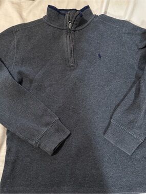 Ralph Lauren Kids Charcoal Half-Zip Sweater with Navy Pony size 14